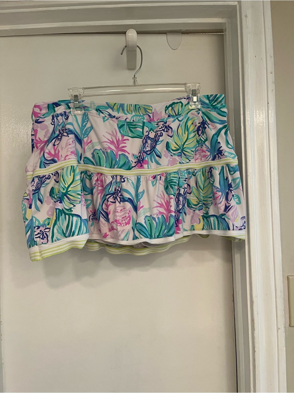 Lilly Pulitzer Tropical Print Ruffle Skort in Pink, Green, Blue